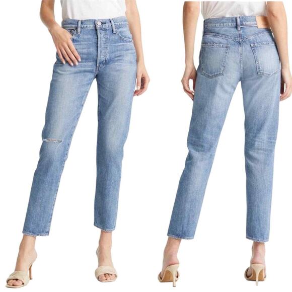 Moussy Vintage Julian High Waist Tapered Jeans in Light Blue Size 29 NWT - Picture 1 of 6